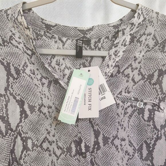 Kut from Kloth Shirt Womens Gray Snakeskin Sheer Size L Rocker Festival Edgy - Picture 5 of 14